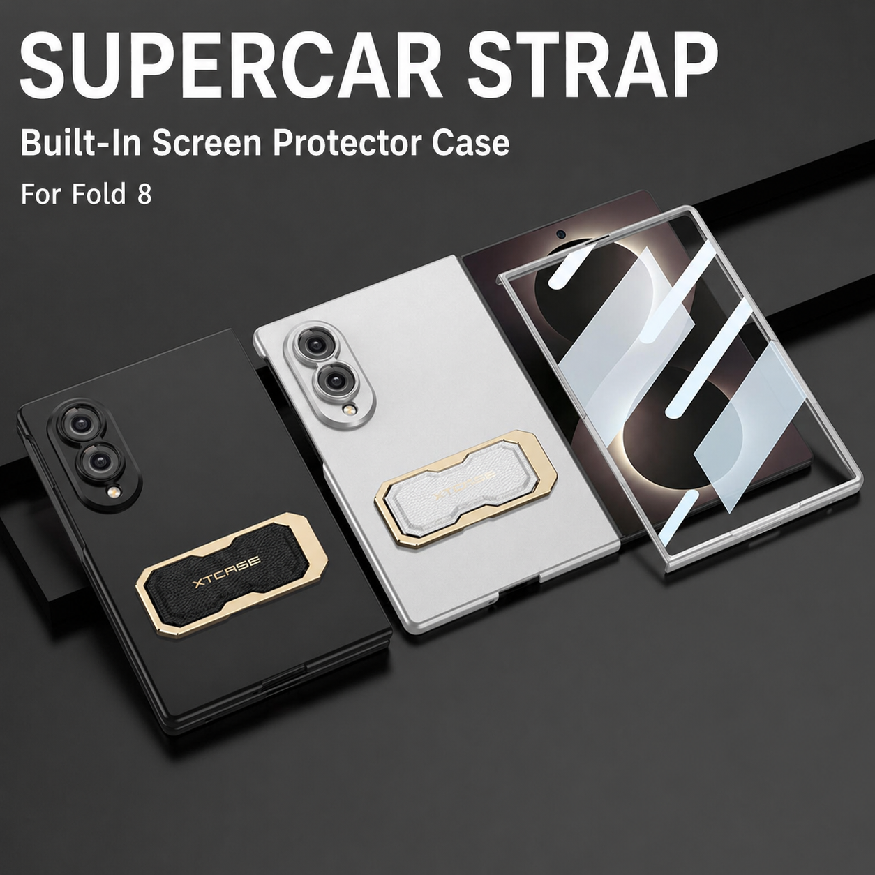 Galaxy Z Fold 8/7 Wide Ultra Fashion Phone Case with Built-In Tempered Glass & Wristband