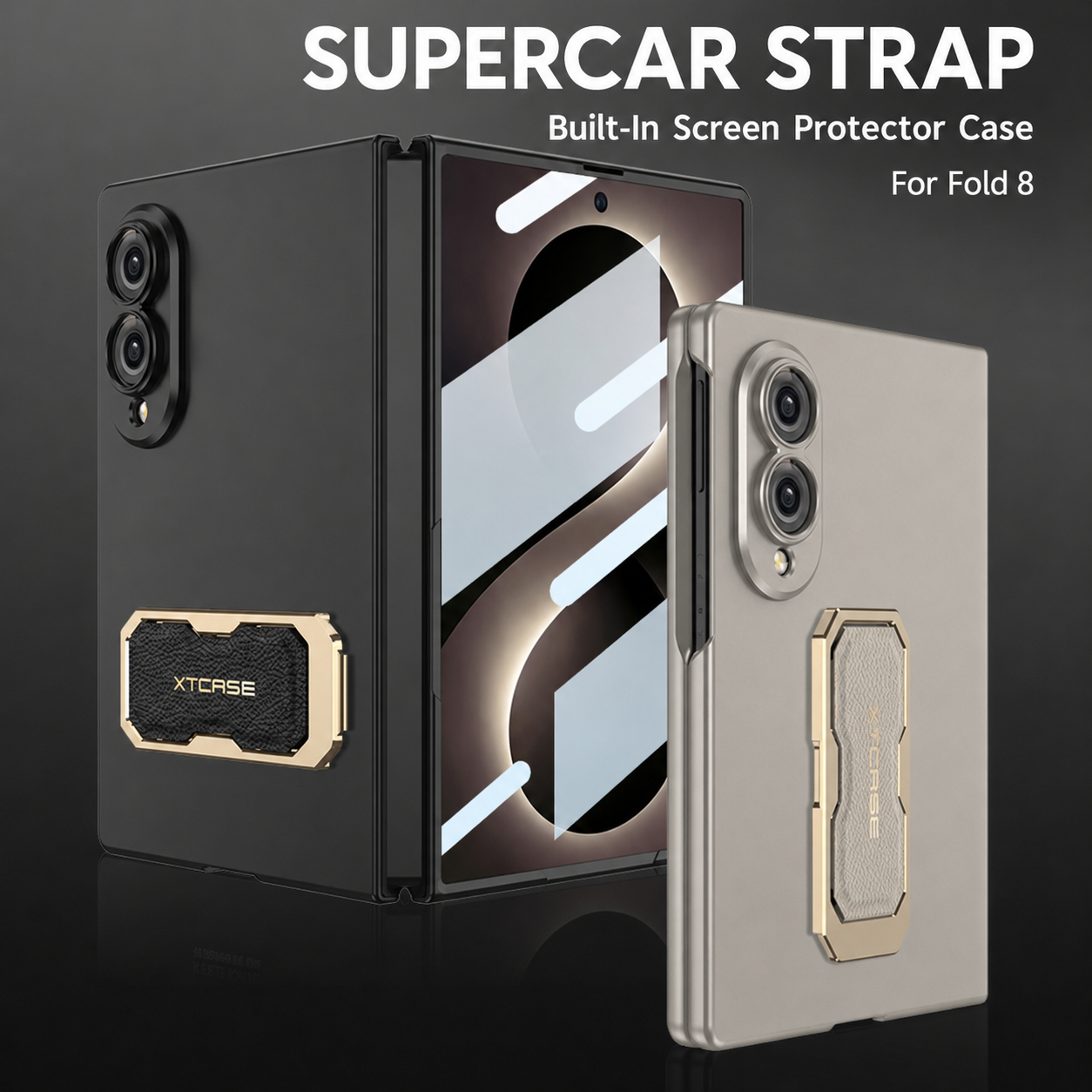 Galaxy Z Fold 8/7 Wide Ultra Fashion Phone Case with Built-In Tempered Glass & Wristband