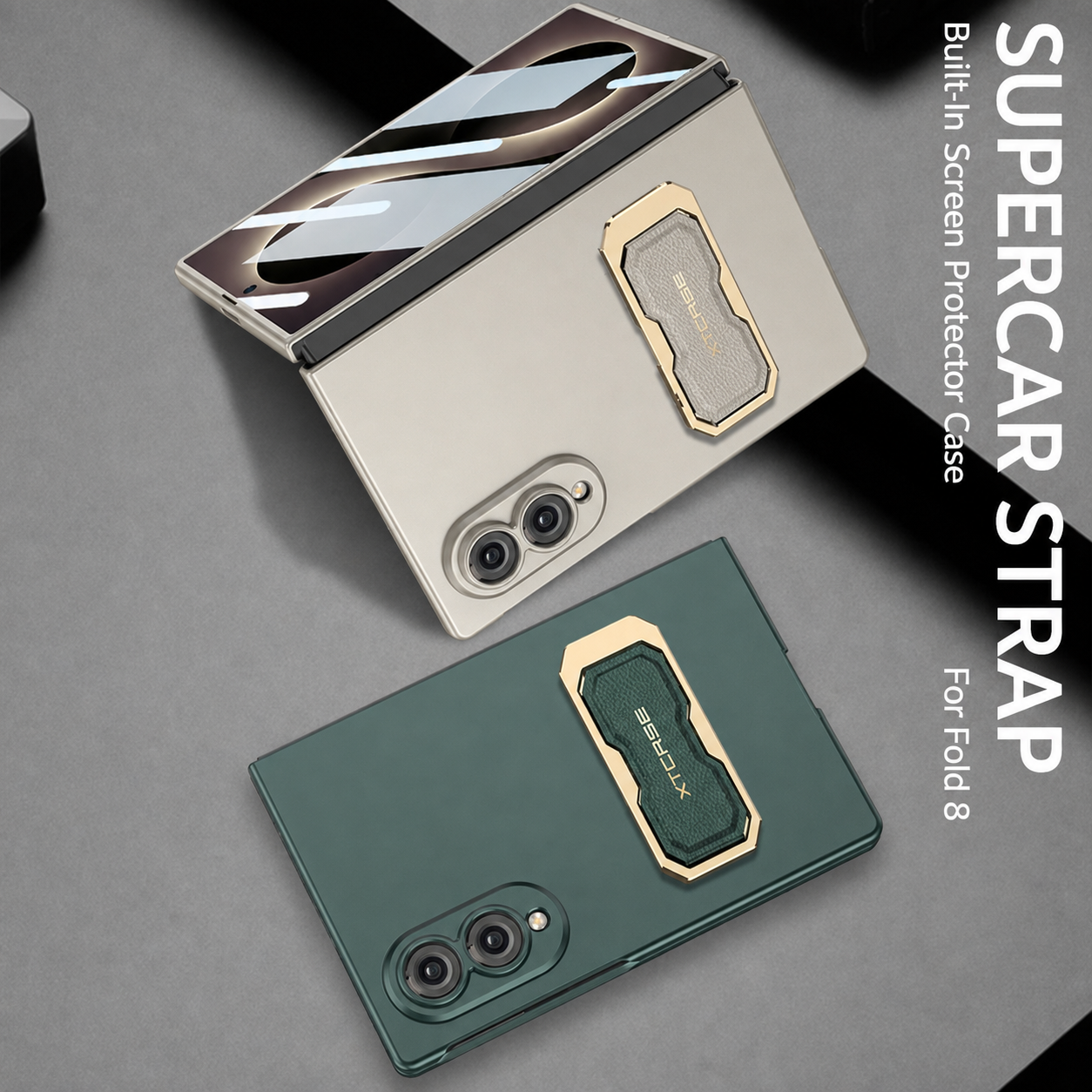 Galaxy Z Fold 8/7 Wide Ultra Fashion Phone Case with Built-In Tempered Glass & Wristband