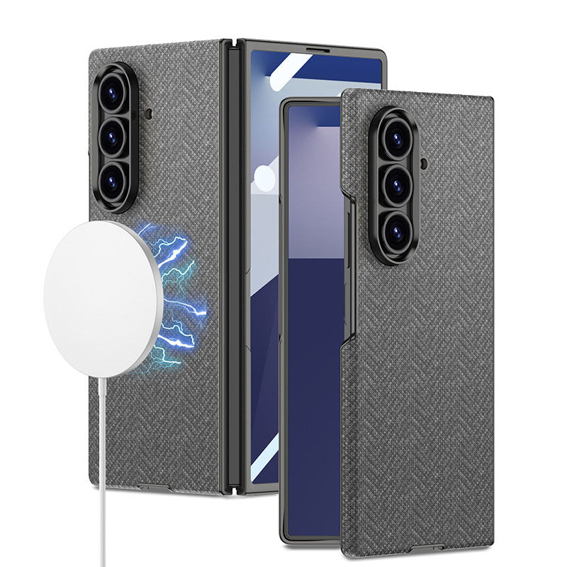 Magnetic Magsafe Leather Phone Case With Back Screen Glass For Galaxy Z Fold 7