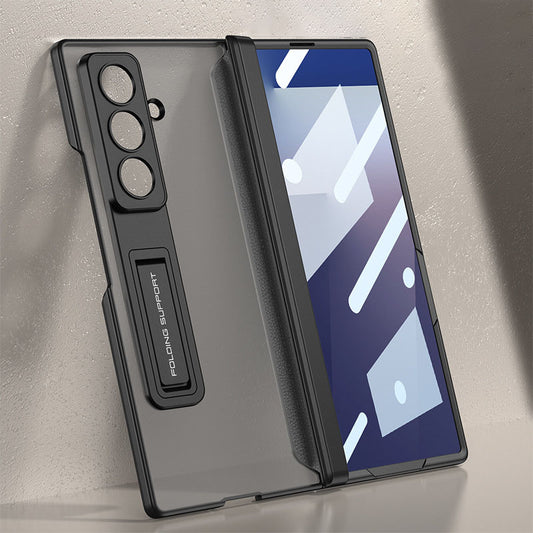 Magnetic Hinge Frosted Phone Case With Bracket & Back Screen Protector For Galaxy Z Fold 7
