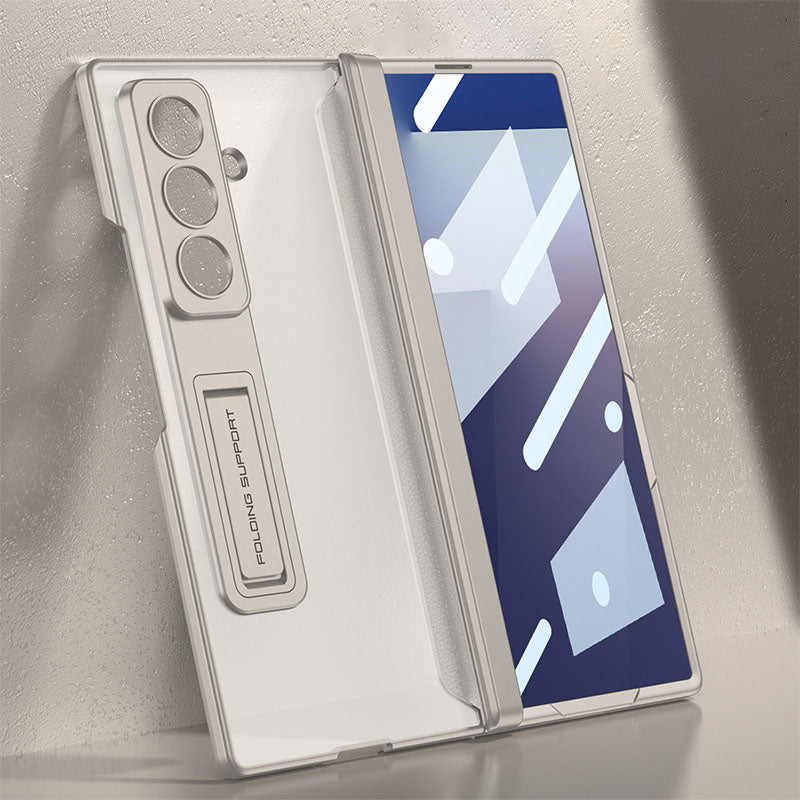 Magnetic Hinge Frosted Phone Case With Bracket & Back Screen Protector For Galaxy Z Fold 7