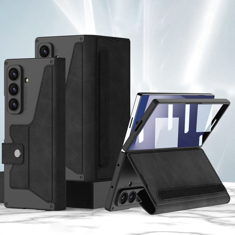 Luxurious Suede Cover Shockproof Phone Case With Screen Protector and Pen Slot For Galaxy Z Fold 7/6/5/4/3