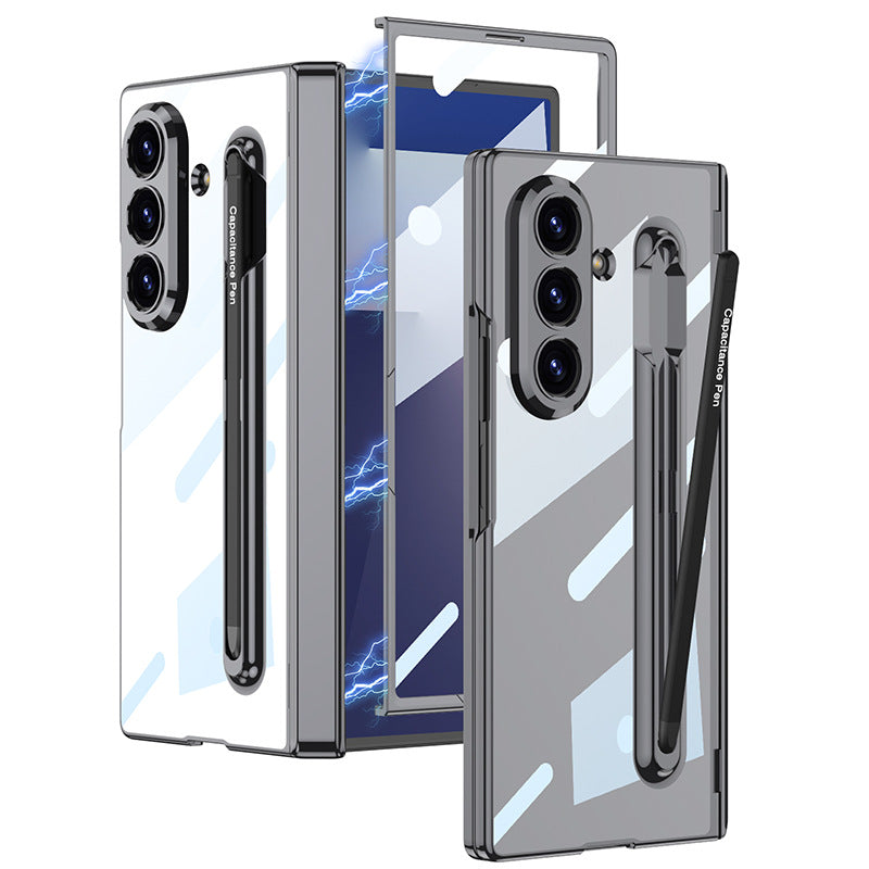 Magnetic Hinge Anti-fall Protective Clear Phone Case With Pen Tray Shell and Film For Galaxy Z Fold7