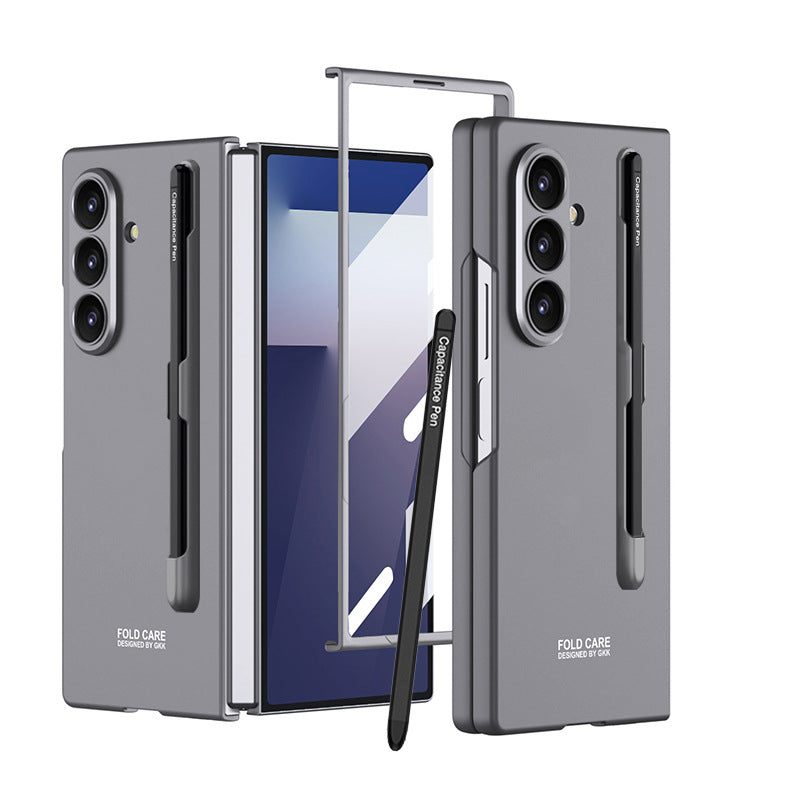 Business-style Pen Slot & Stylus Phone Case With Back Screen Protector For Galaxy Z Fold 7/6/5/4
