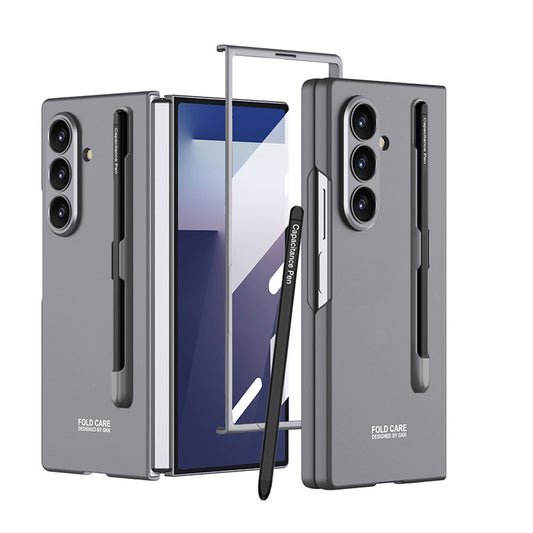 Business-style Pen Slot & Stylus Phone Case With Back Screen Protector For Galaxy Z Fold 7/6/5/4
