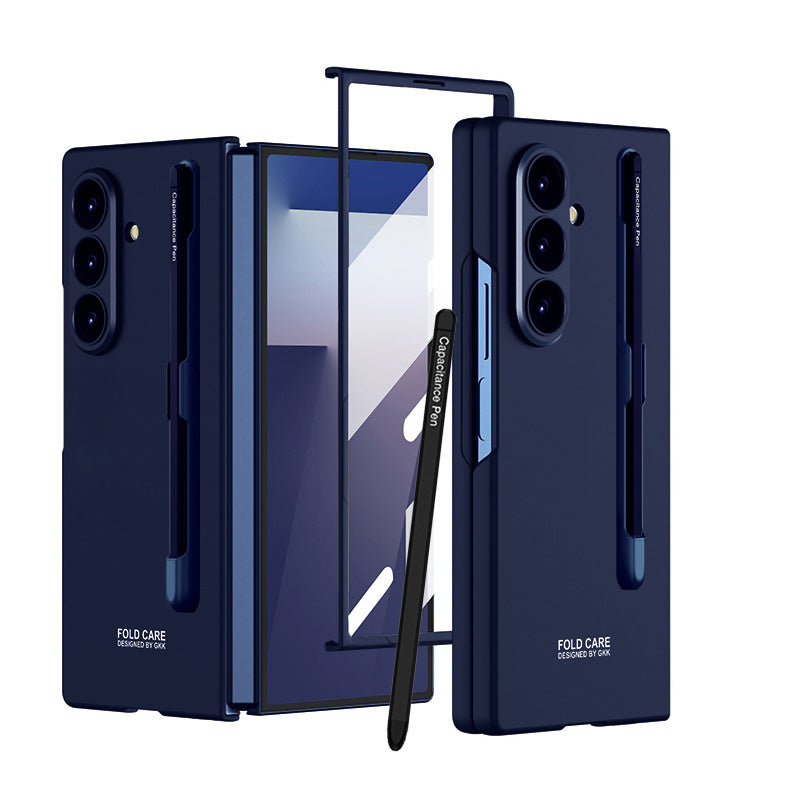 Business-style Pen Slot & Stylus Phone Case With Back Screen Protector For Galaxy Z Fold 7/6/5/4