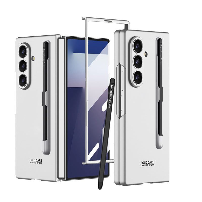Business-style Pen Slot & Stylus Phone Case With Back Screen Protector For Galaxy Z Fold 7/6/5/4