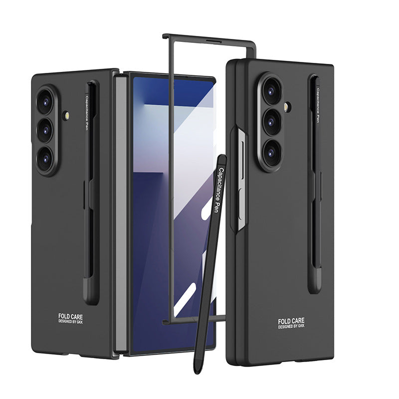 Business-style Pen Slot & Stylus Phone Case With Back Screen Protector For Galaxy Z Fold 7/6/5/4