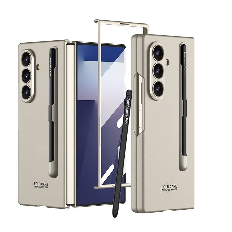 Business-style Pen Slot & Stylus Phone Case With Back Screen Protector For Galaxy Z Fold 7/6/5/4