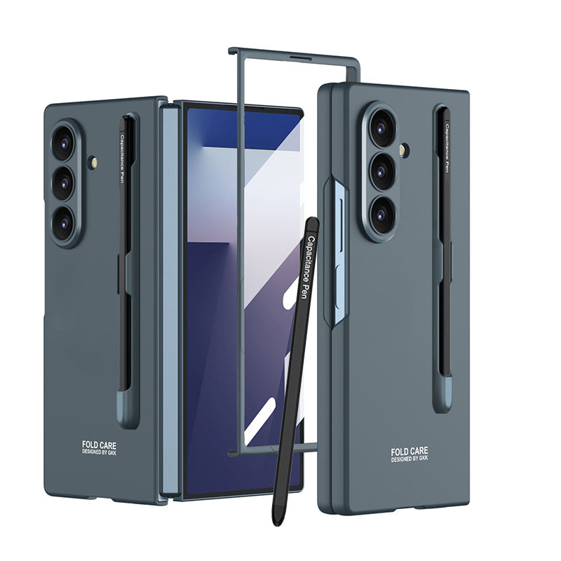 Business-style Pen Slot & Stylus Phone Case With Back Screen Protector For Galaxy Z Fold 7/6/5/4