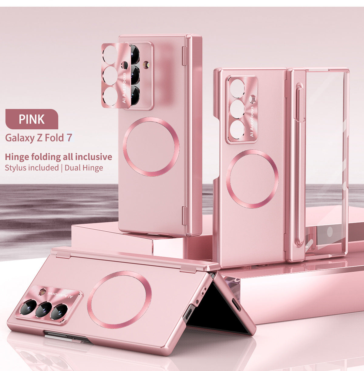 Magnetic Electroplated Hinge Protection Phone Case With Stylus & Screen Film For Galaxy Z Fold7/6