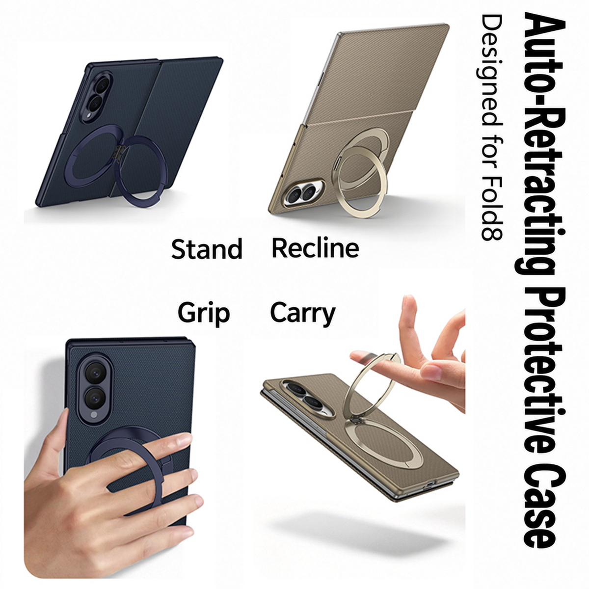 Galaxy Z Fold8 | Magnetic Flip Phone Case with Expandable Cover & Built-in Magnetic Ring Holder | 🔥 Limited-Time 50% OFF 🏷️🎉🥳