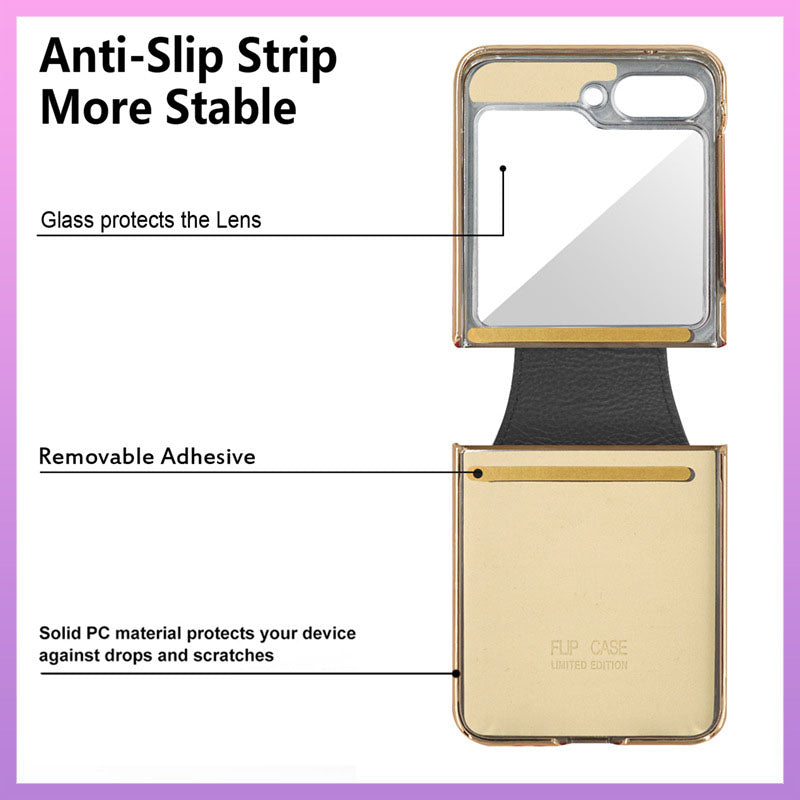 Genuine Leather Protective Phone Case For Samsung Galaxy Z Flip 5/4/3 - mycasety2023 Mycasety