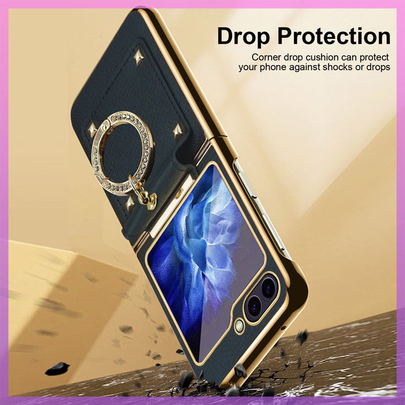 Genuine Leather Protective Phone Case For Samsung Galaxy Z Flip 5/4/3 - mycasety2023 Mycasety