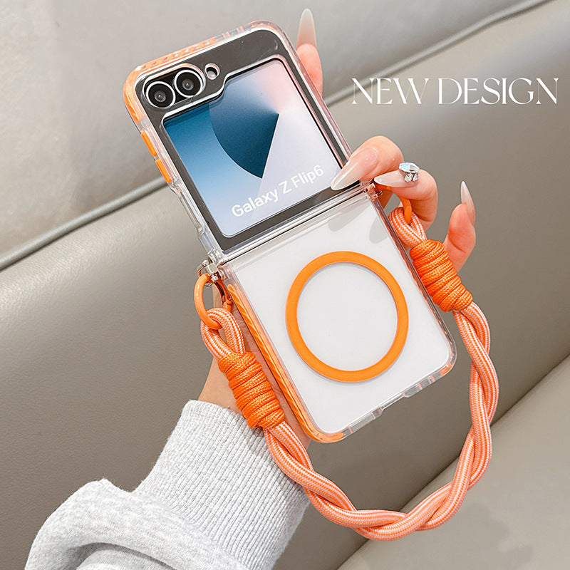 Clear Airbag Protection Phone Case With Lanyard For Galaxy Z Flip Series