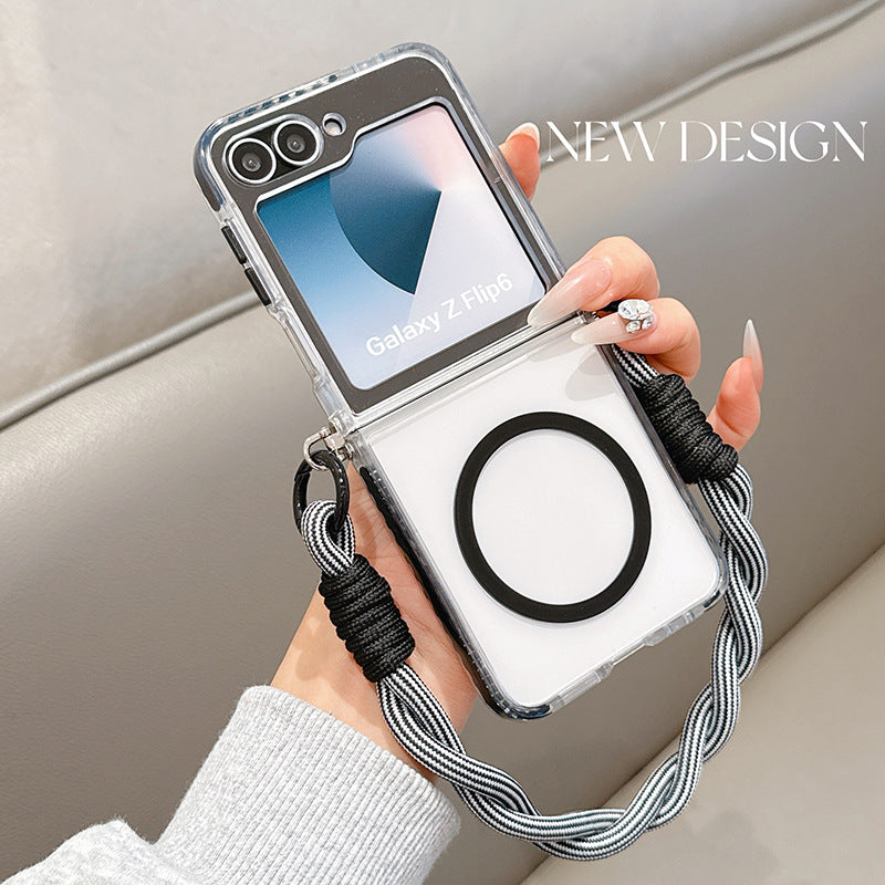 Clear Airbag Protection Phone Case With Lanyard For Galaxy Z Flip Series