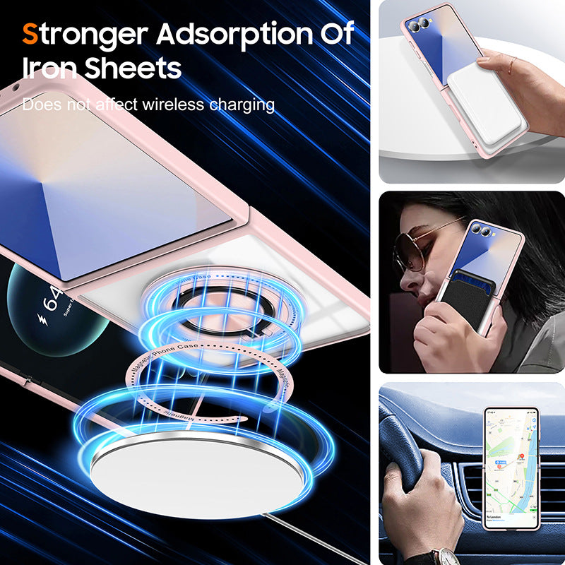 Clear Anti-fall Phone Case With Magnetic Ring Holder For Galaxy Z Flip Series