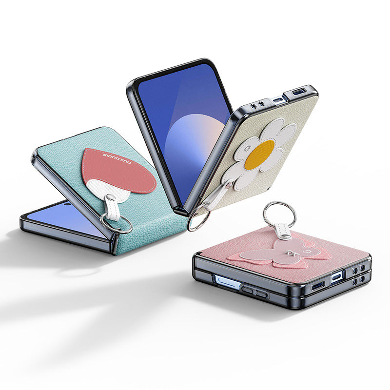 Leather Hinged Protective Phone Case With Lanyard For Galaxy Z Flip 7/6