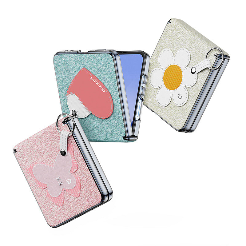 Leather Hinged Protective Phone Case With Lanyard For Galaxy Z Flip 7/6