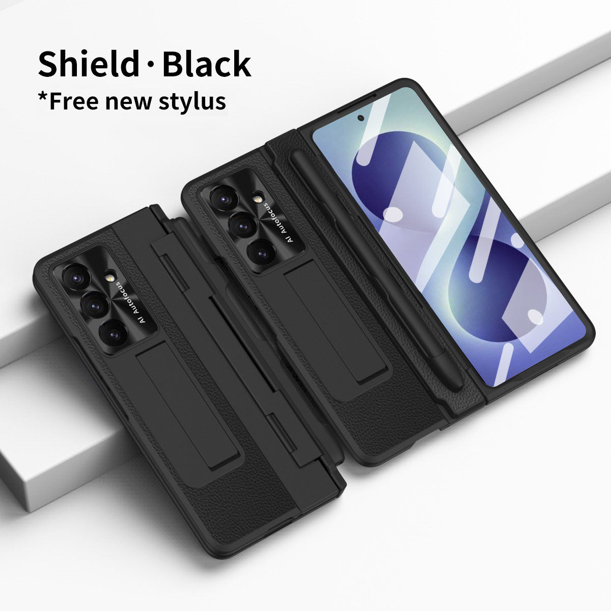 Luxury Leather Magnetic Bracket Shell Electroplated Phone Case For Galaxy Z Fold 8/7/6/5/4/3 With Back Screen Glass