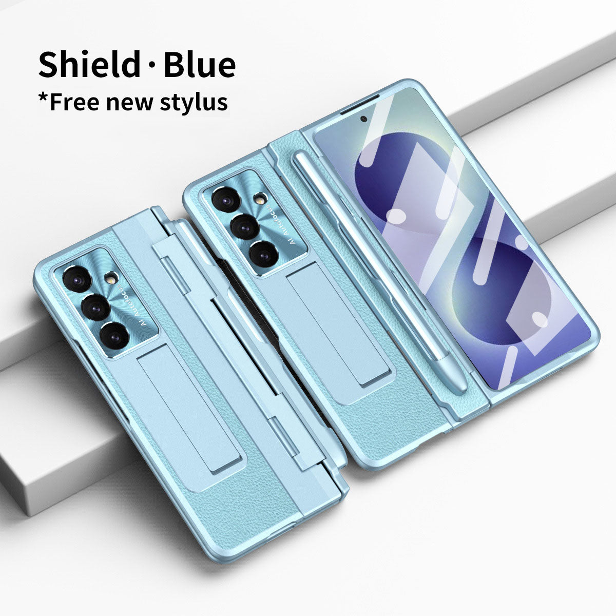 Luxury Leather Magnetic Bracket Shell Electroplated Phone Case For Galaxy Z Fold 8/7/6/5/4/3 With Back Screen Glass