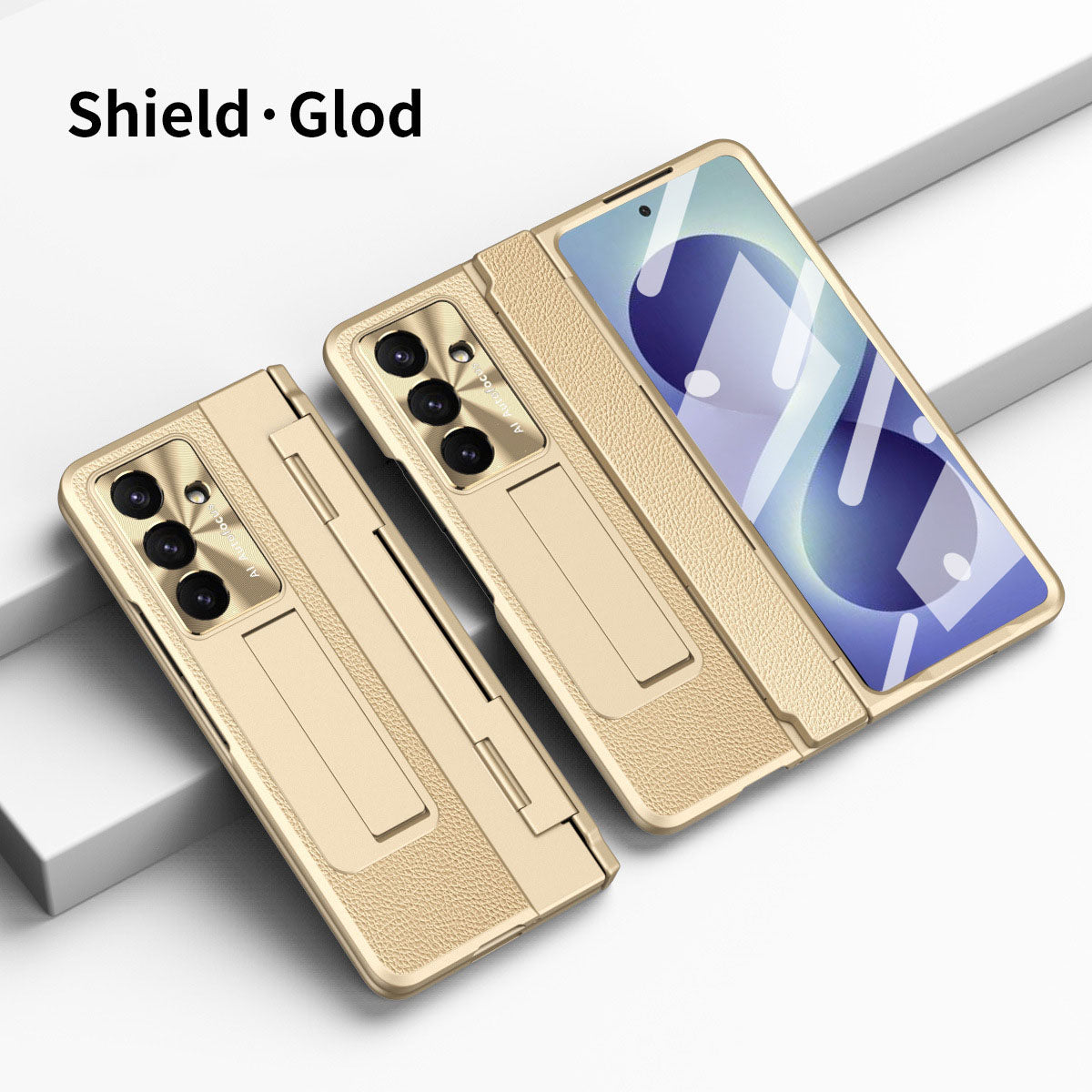 Luxury Leather Magnetic Bracket Shell Electroplated Phone Case For Galaxy Z Fold 8/7/6/5/4/3 With Back Screen Glass
