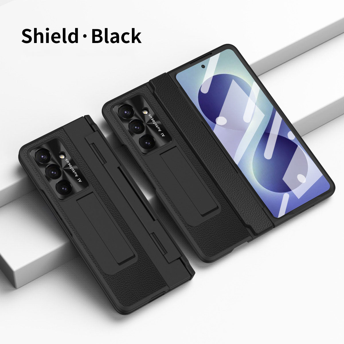 Luxury Leather Magnetic Bracket Shell Electroplated Phone Case For Galaxy Z Fold 8/7/6/5/4/3 With Back Screen Glass