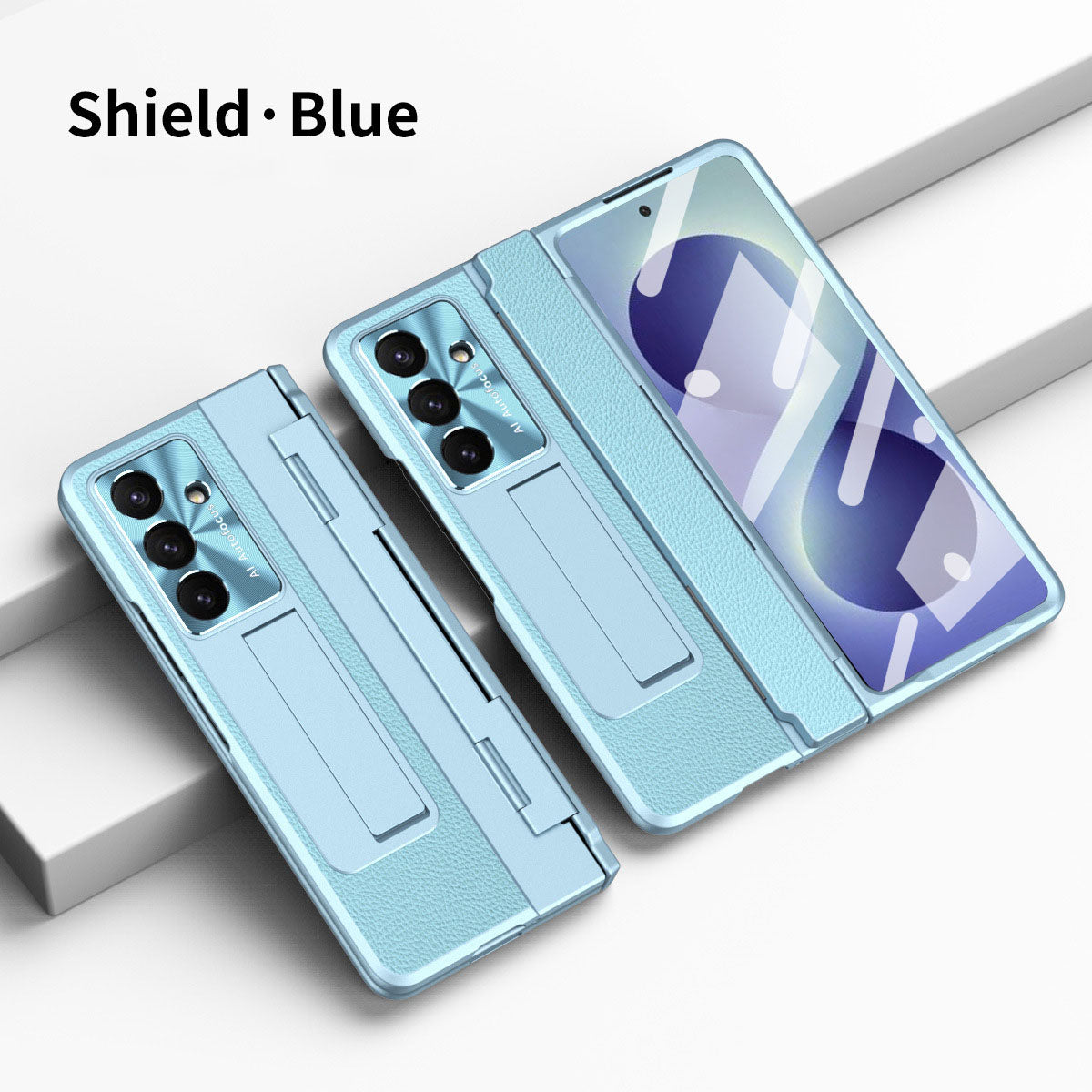 Luxury Leather Magnetic Bracket Shell Electroplated Phone Case For Galaxy Z Fold 8/7/6/5/4/3 With Back Screen Glass
