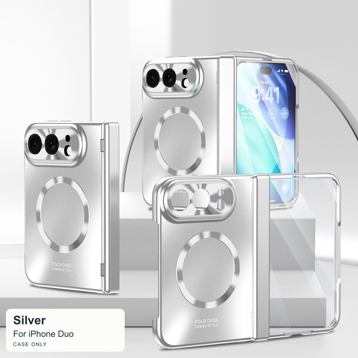 iPhone Duo | Electroplated Magnetic Case with Hinge Protection & Tempered Glass