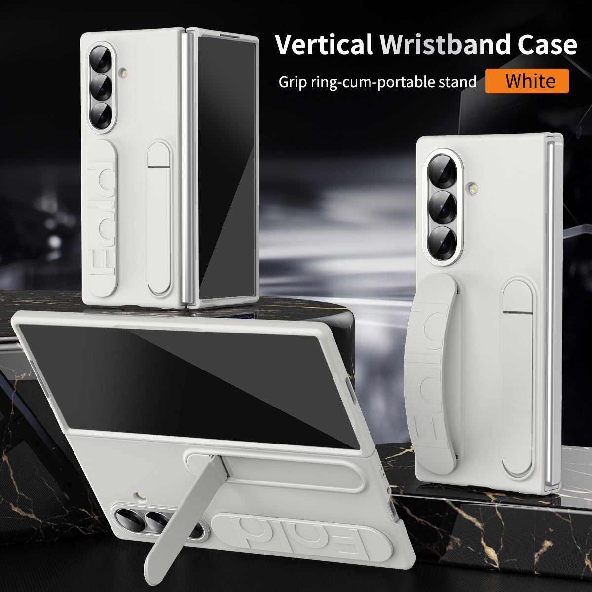 Shockproof Phone Case With Wristband Bracket Back For Galaxy Z Fold 7/6/5/4 With Screen Glass Protector