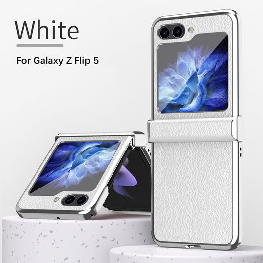 Luxury Leather Phone Case For Samsung Galaxy Z Flip3 Flip4 Flip5 - Mycasety Mycasety