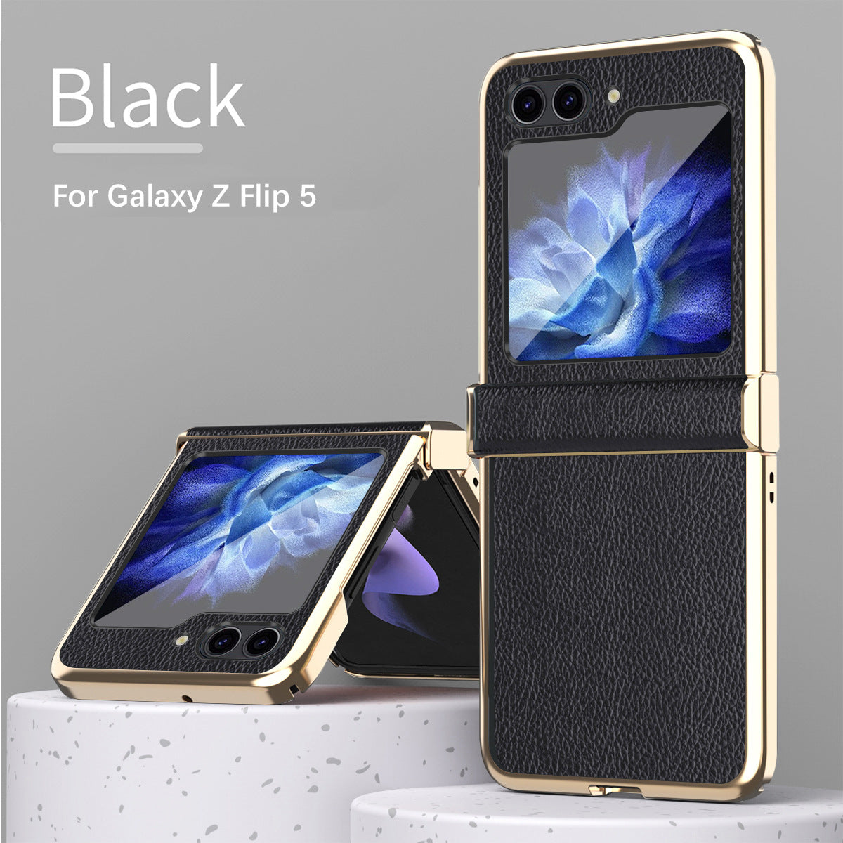 Luxury Leather Phone Case For Samsung Galaxy Z Flip3 Flip4 Flip5 - mycasety2023 Mycasety