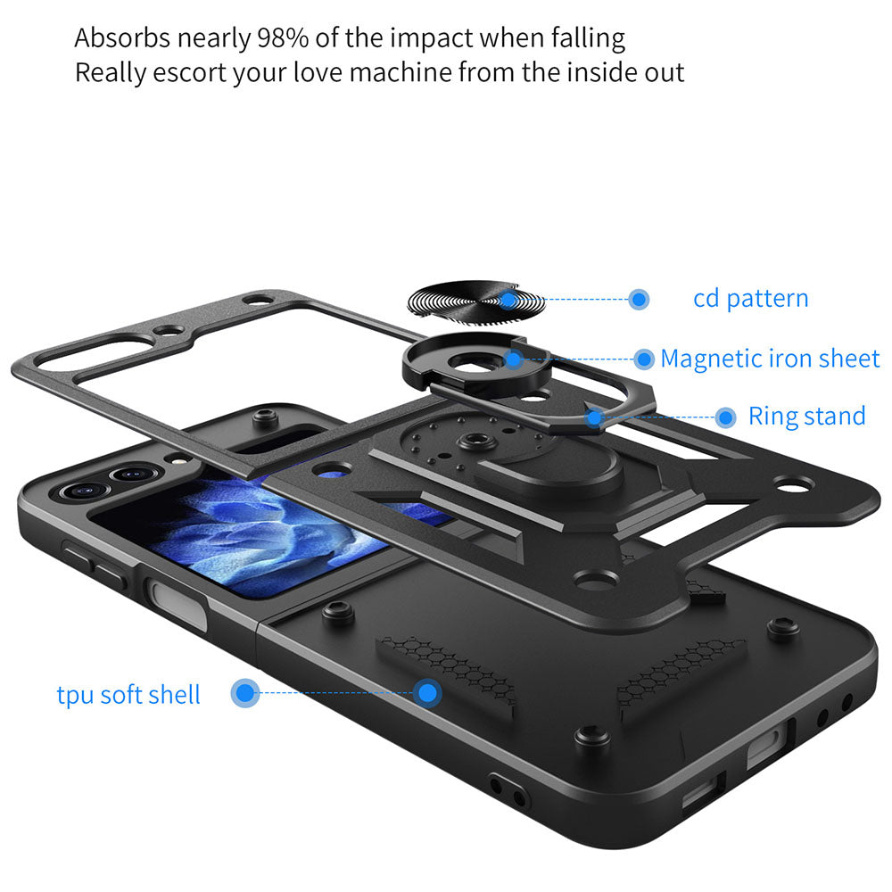 Drop Tested Cover with Magnetic Kickstand Car Mount Protective Case for Samsung Galaxy Z Flip3 Flip4 Flip5 - Mycasety Mycasety