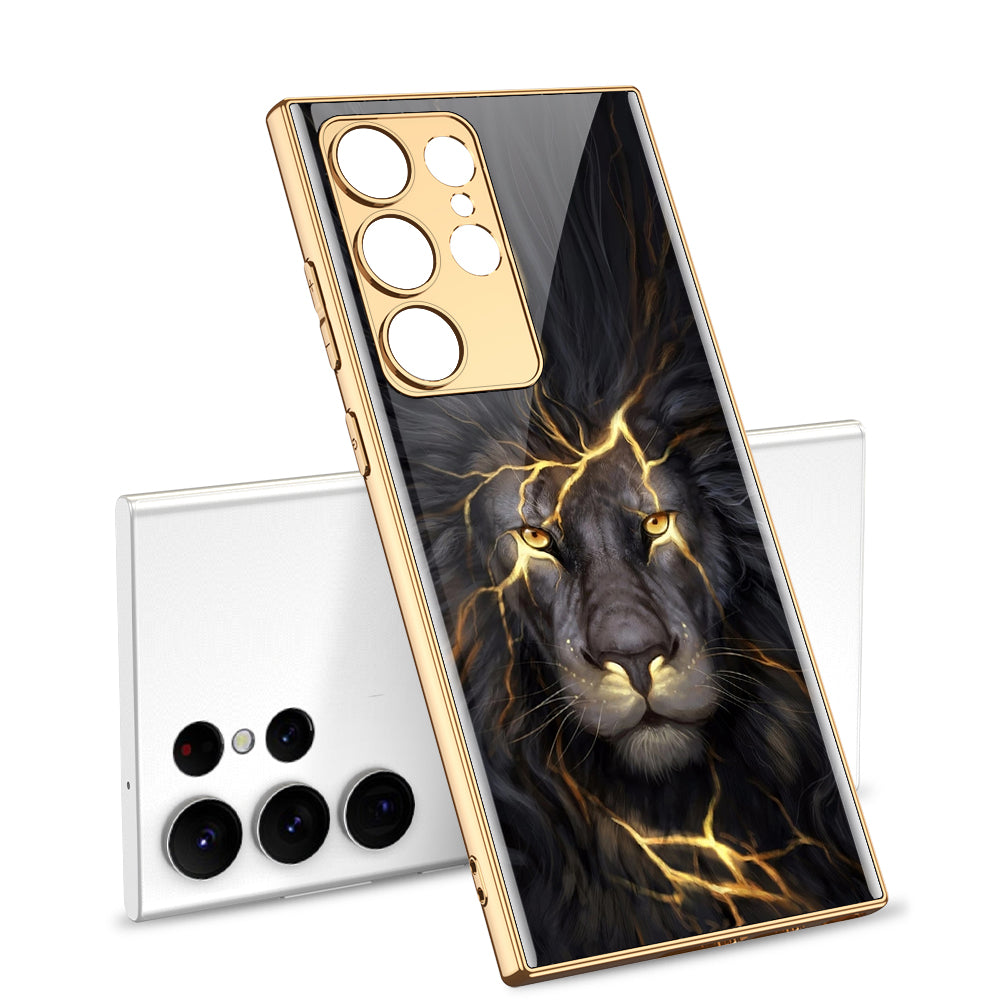 Lion Totem Electroplated Stained Glass Phone Case For Samsung - mycasety2023 Mycasety