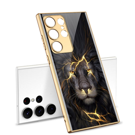Lion Totem Electroplated Stained Glass Phone Case For Samsung - Mycasety Mycasety