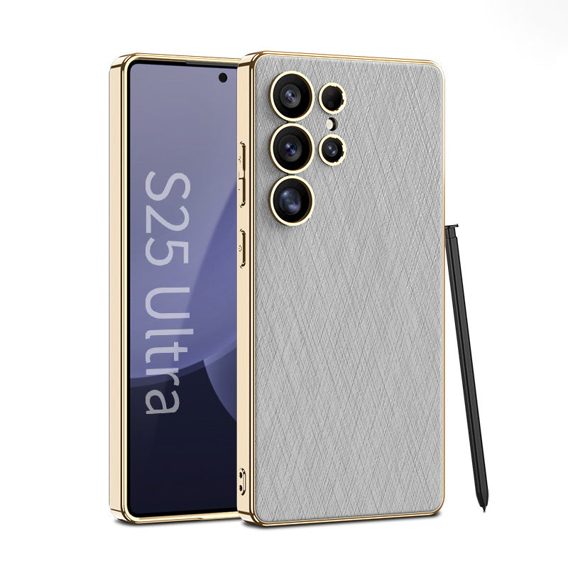 Electroplated Leather Shockproof Phone Case For Galaxy S25 S24 Ultra