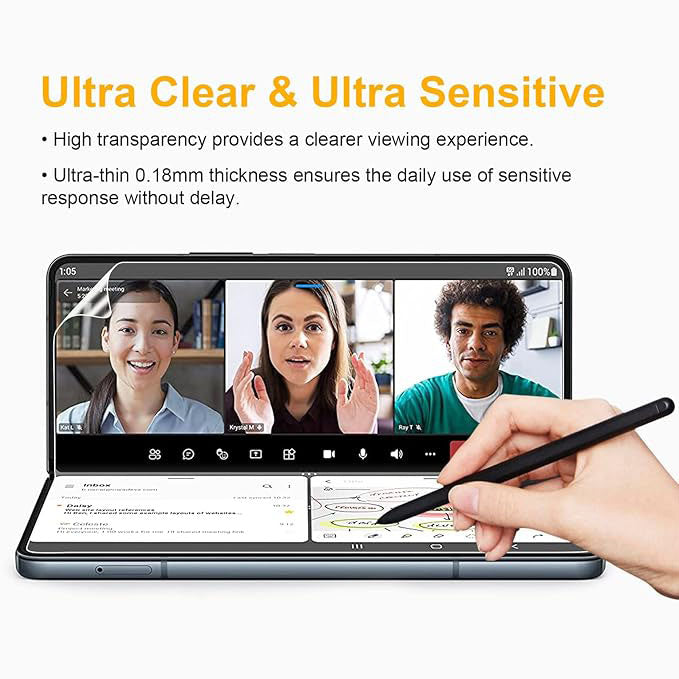 TPU Screen Protector For Galaxy Z Fold5 Fold4 With Alignment Tool Touch Smooth Auto-Repair Front Film and Inside Film