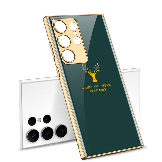 Deer Totem Electroplated Stained Glass Phone Case For Samsung - Mycasety Mycasety