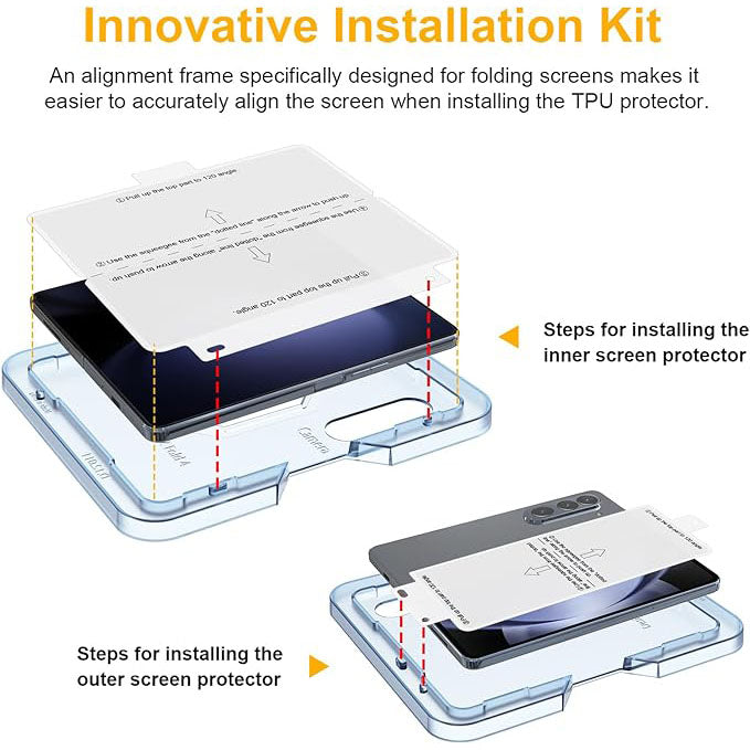 TPU Screen Protector For Galaxy Z Fold5 Fold4 With Alignment Tool Touch Smooth Auto-Repair Front Film and Inside Film