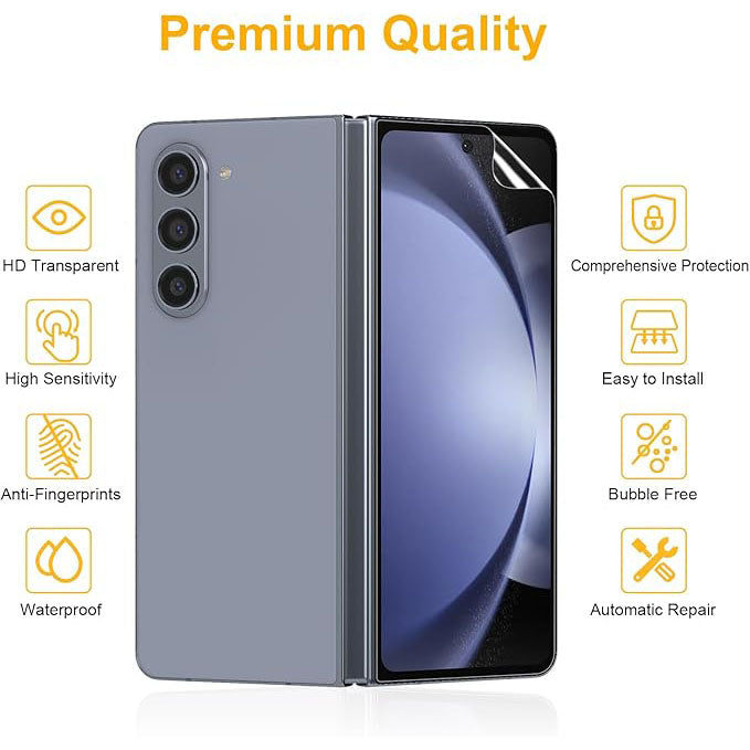 TPU Screen Protector For Galaxy Z Fold5 Fold4 With Alignment Tool Touch Smooth Auto-Repair Front Film and Inside Film