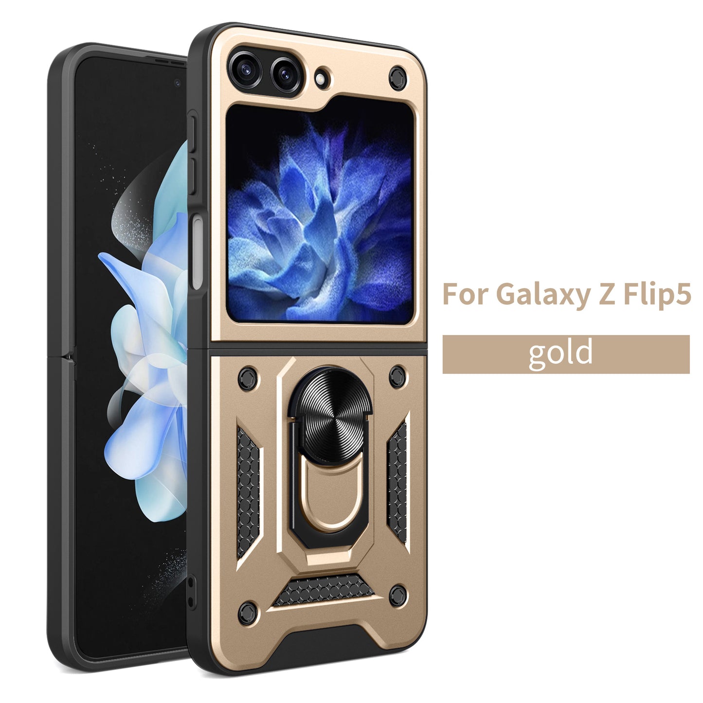 Drop Tested Cover with Magnetic Kickstand Car Mount Protective Case for Samsung Galaxy Z Flip3 Flip4 Flip5 - mycasety2023 Mycasety