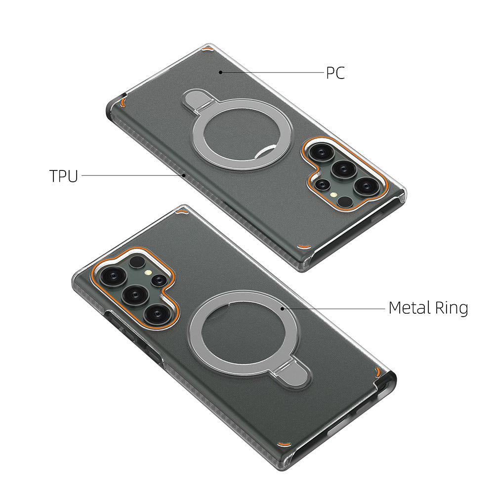 Magnetic Rotating Bracket Clear Phone Case For Galaxy