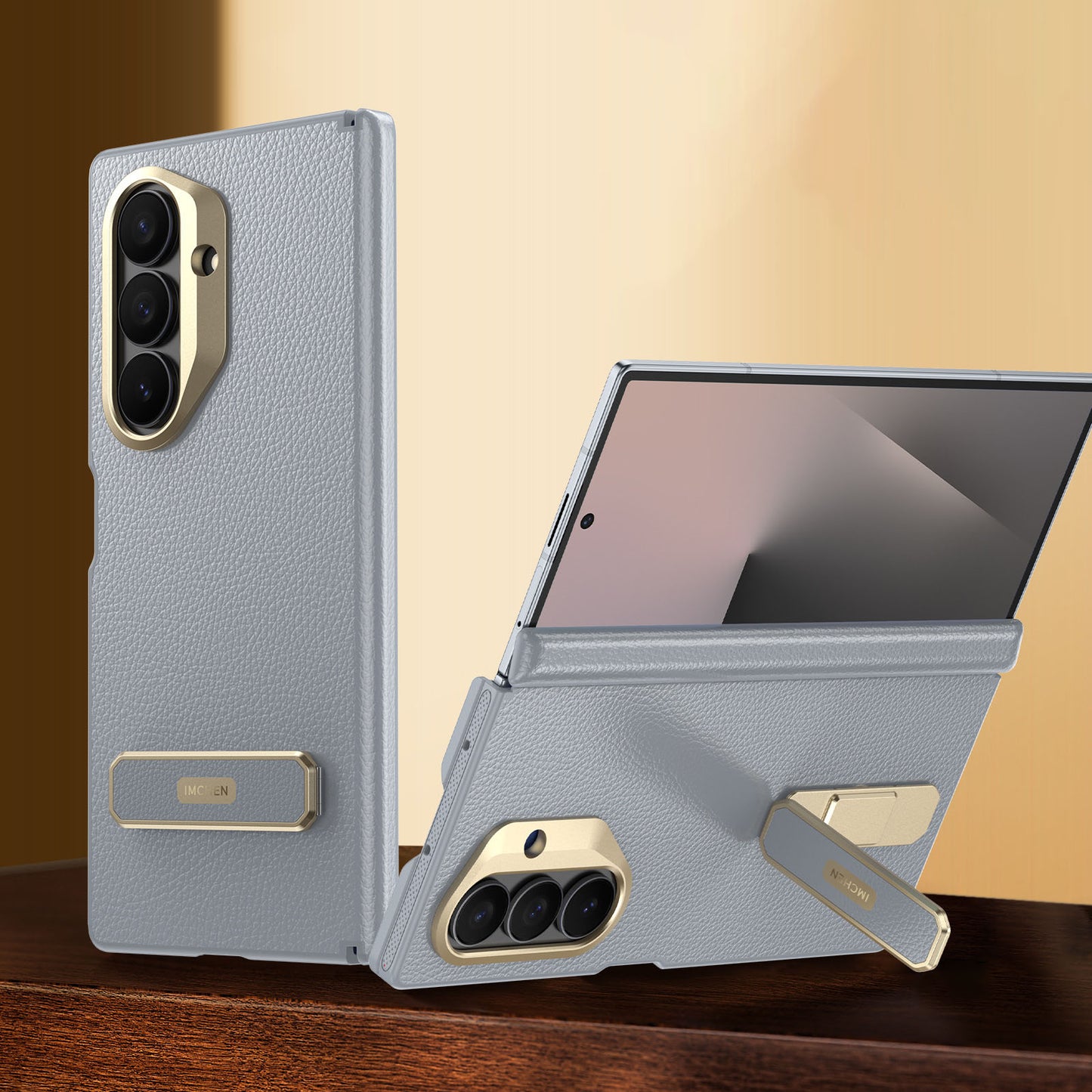 Luxurious Leather Phone Case With Bracket For Galaxy Z Fold 7/6/5