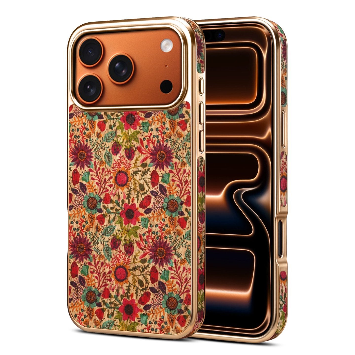 Vintage Bohemian Mosaic Floral Gold Frame iPhone Case