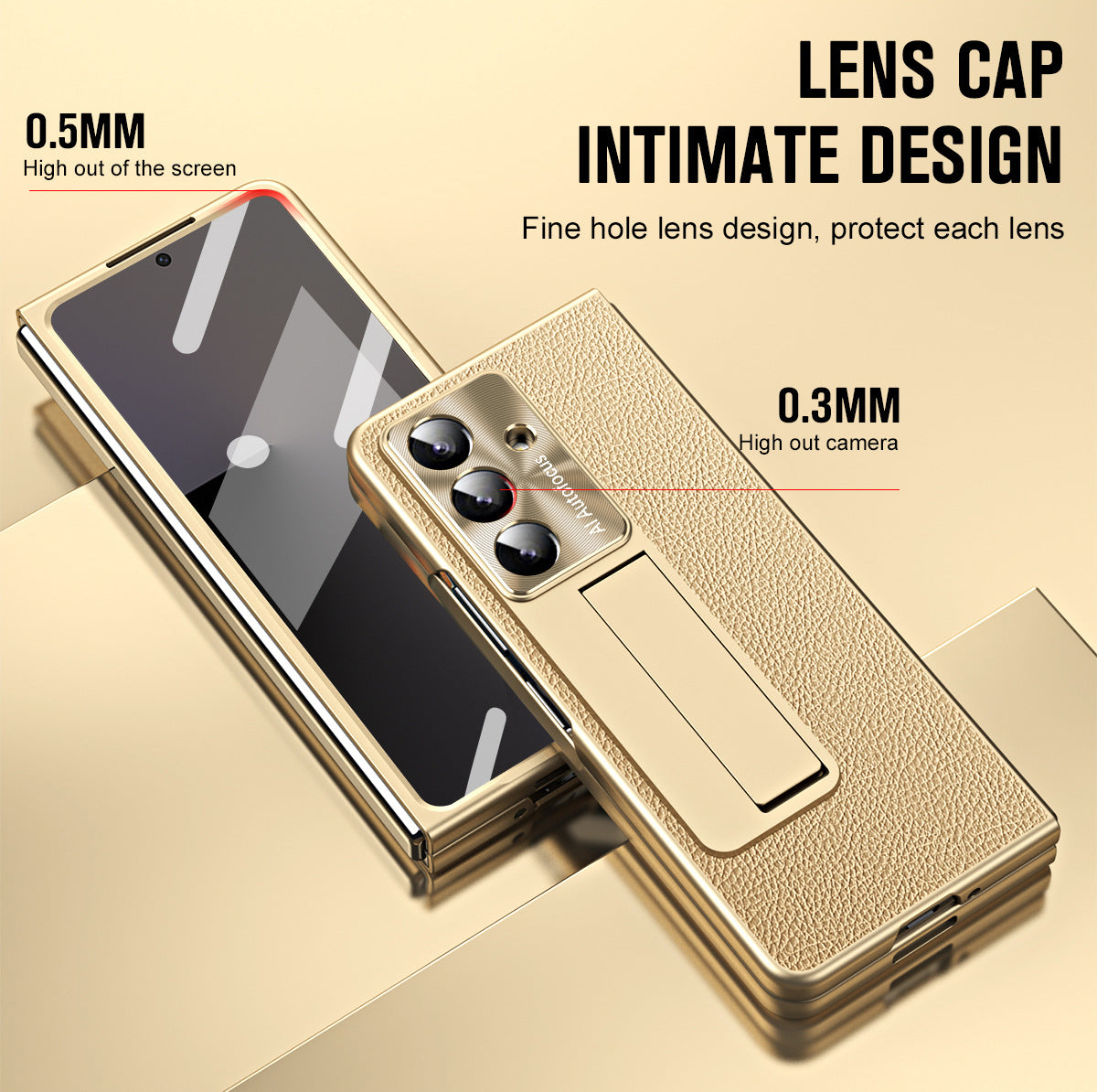Business Electroplating Leather Phone Case With Screen Film For Galaxy Z Fold 7/6/5/4/3
