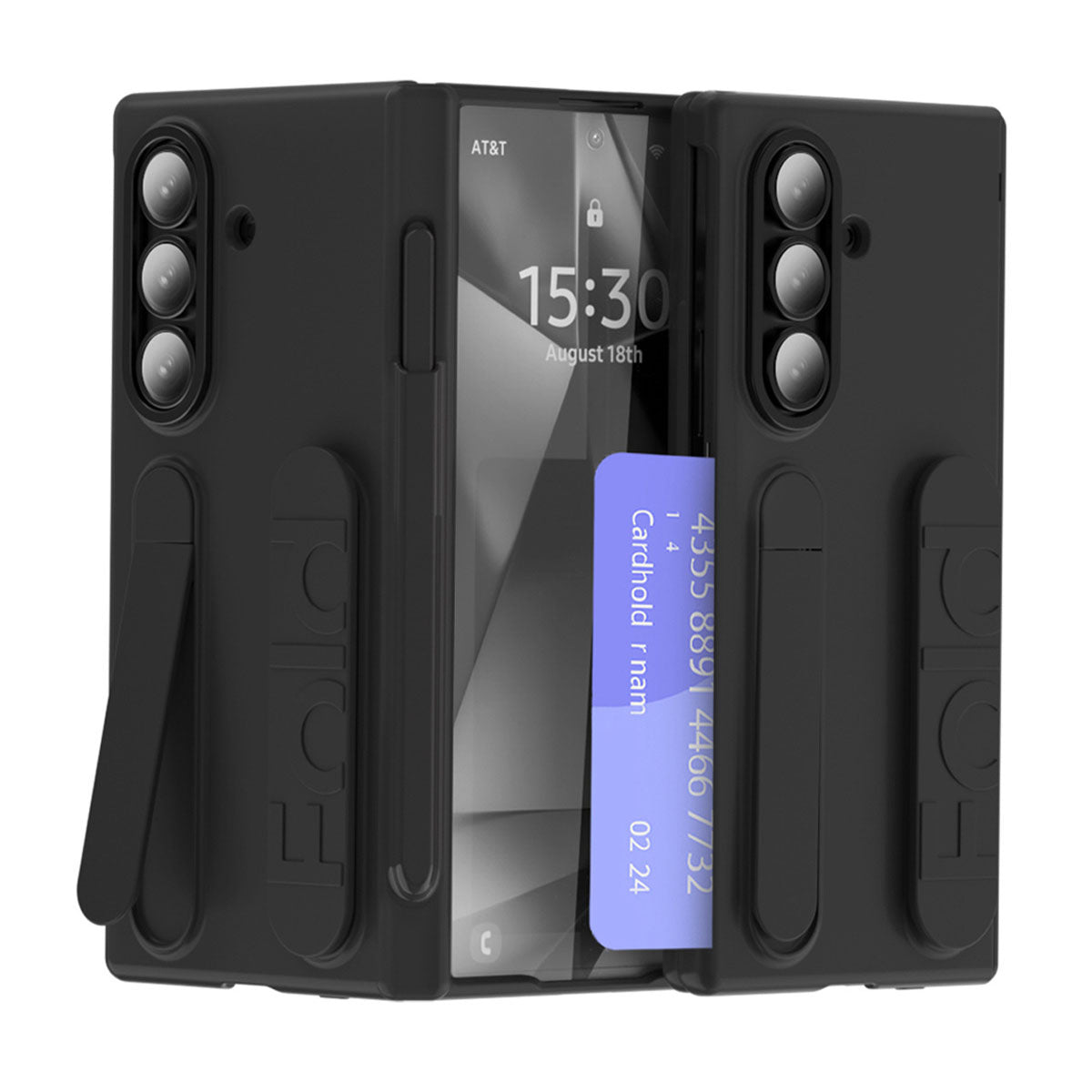 Business Wristband Bracket Hinge Protective Phone Case With Glass Film & Card Holder For Galaxy Z Fold 7/6/5/4