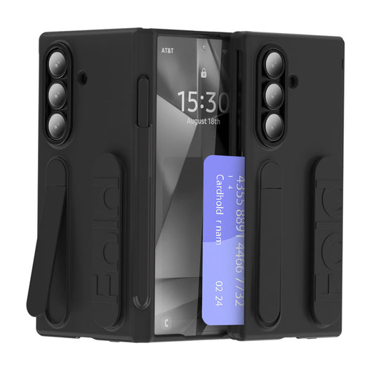 Business Wristband Bracket Hinge Protective Phone Case With Glass Film & Card Holder For Galaxy Z Fold 7/6/5/4