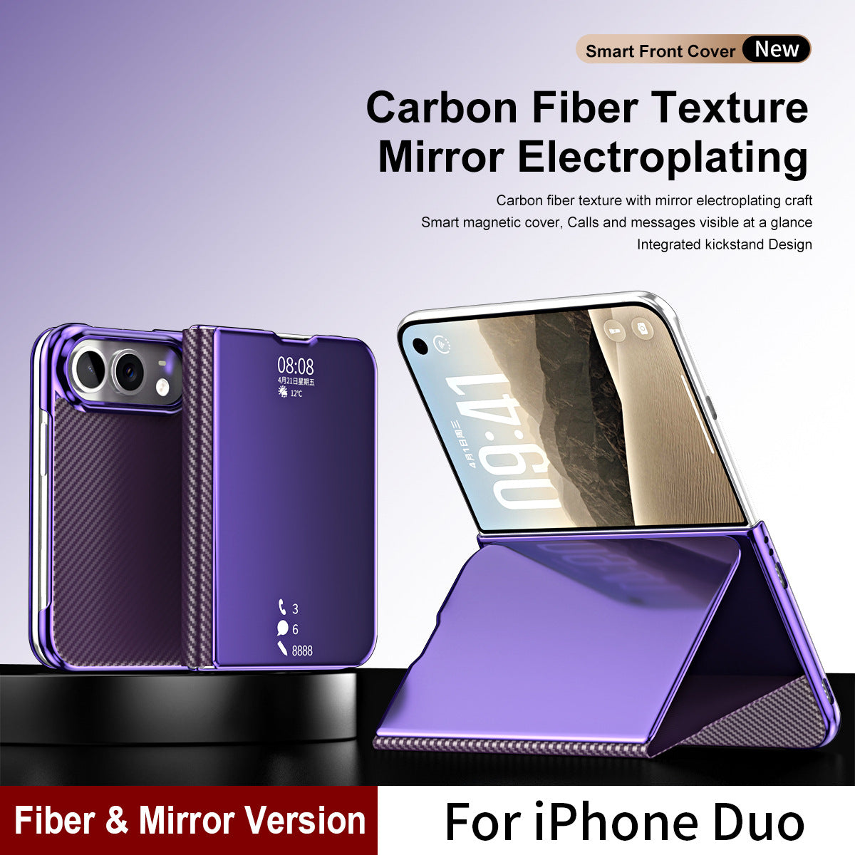 iPhone Duo | Mirror Flip Phone Case with Magnetic Closure & Foldable Stand