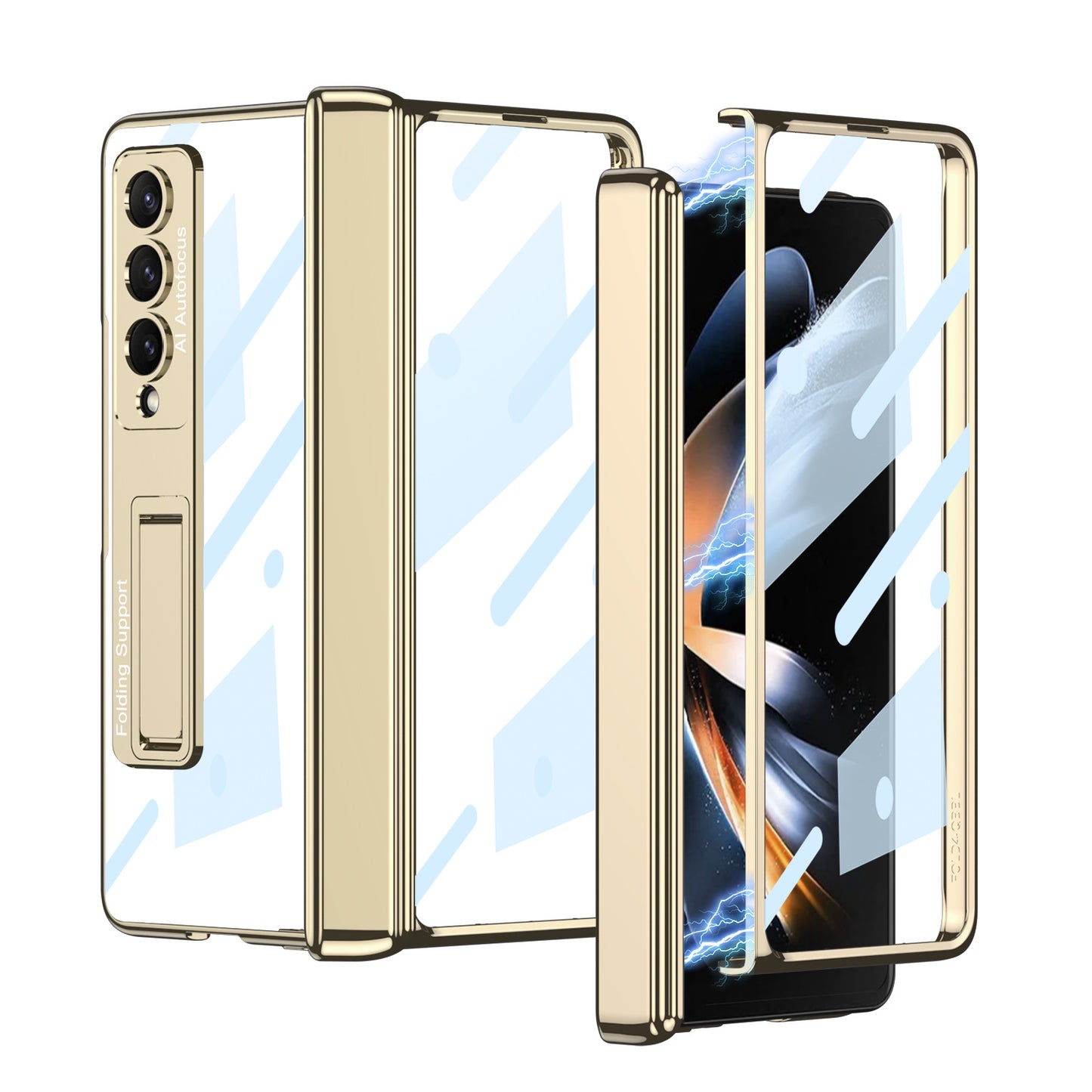 Transparent Magnetic Hinge Bracket Shockproof Phone Case With Screen Protector For Galaxy Z Fold 6/5/4